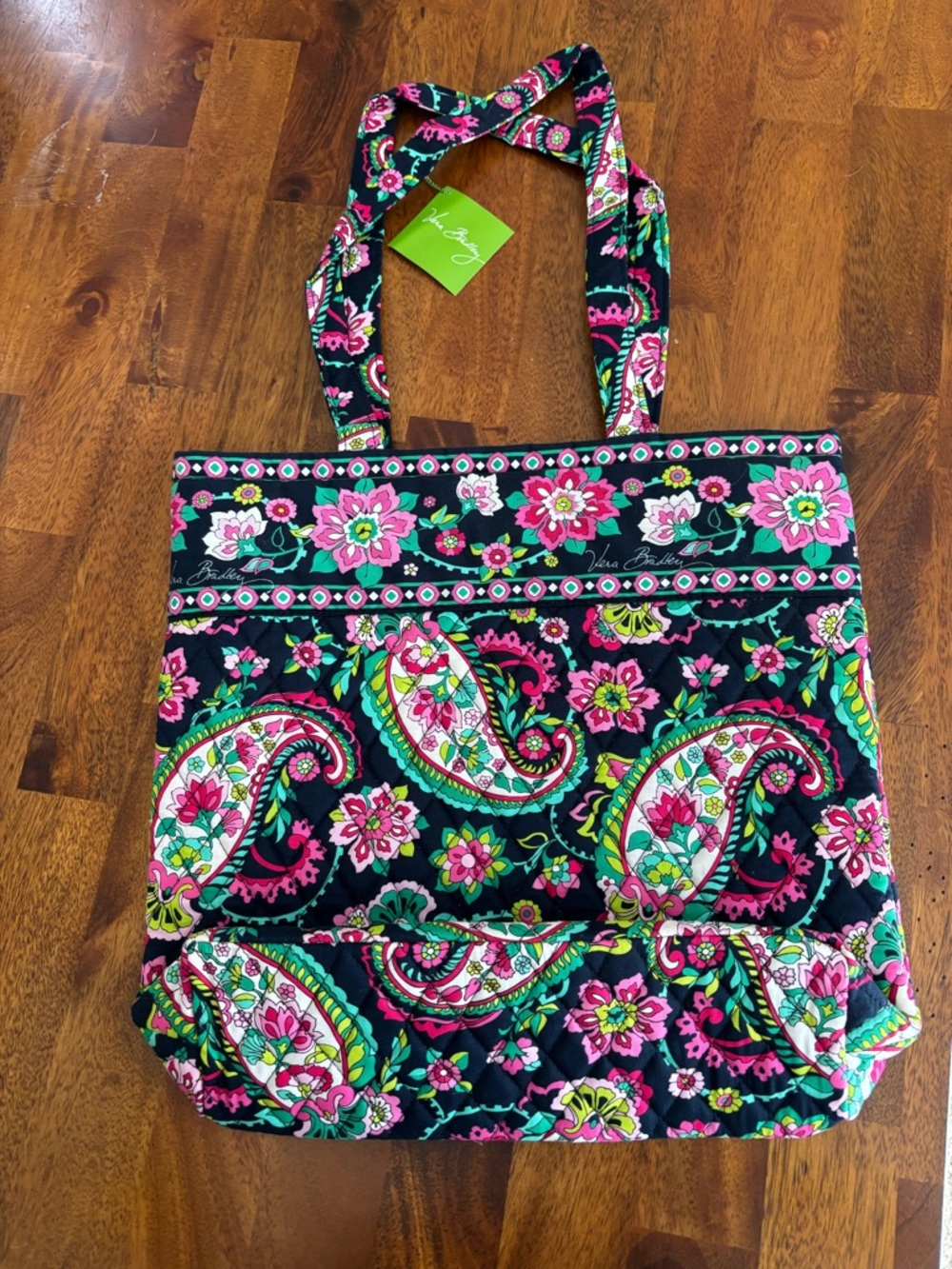 Vera Bradley navy Pink Paisley Floral Quilted Tote